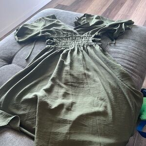 SHEIN Olive Green Midi Dress